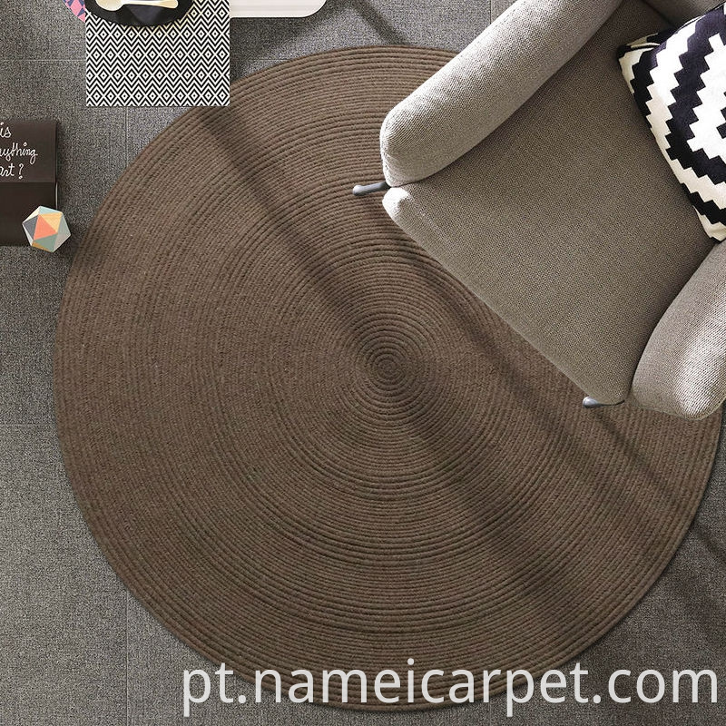 Round Wool Braided Living Room Rug